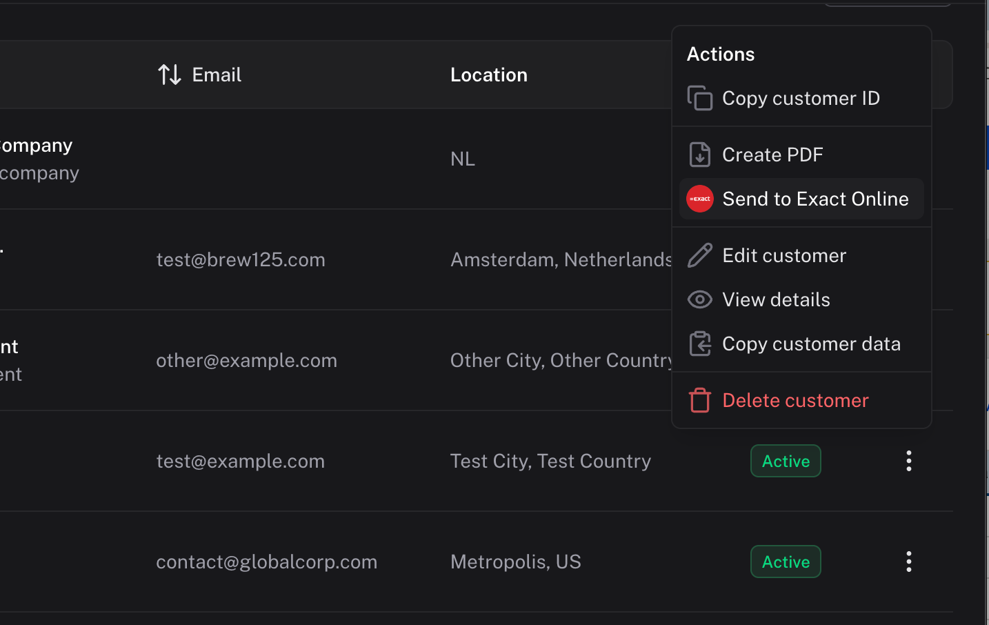 Send Customer